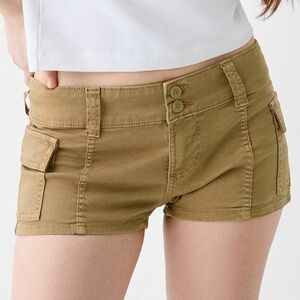 Bershka Low Rise Micro Cargo Shorts